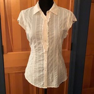Tommy Hilfiger White Eyelet Button Down Top